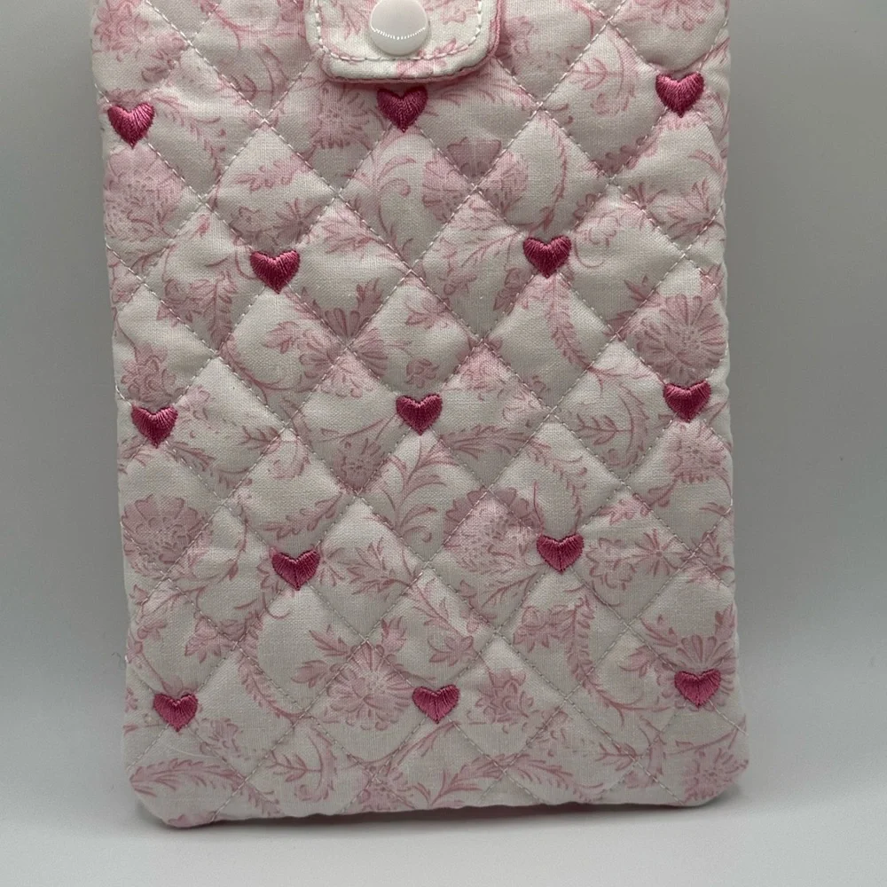 Pink Heart Fabric Padded Paperwhite  Pouch/E Reader case